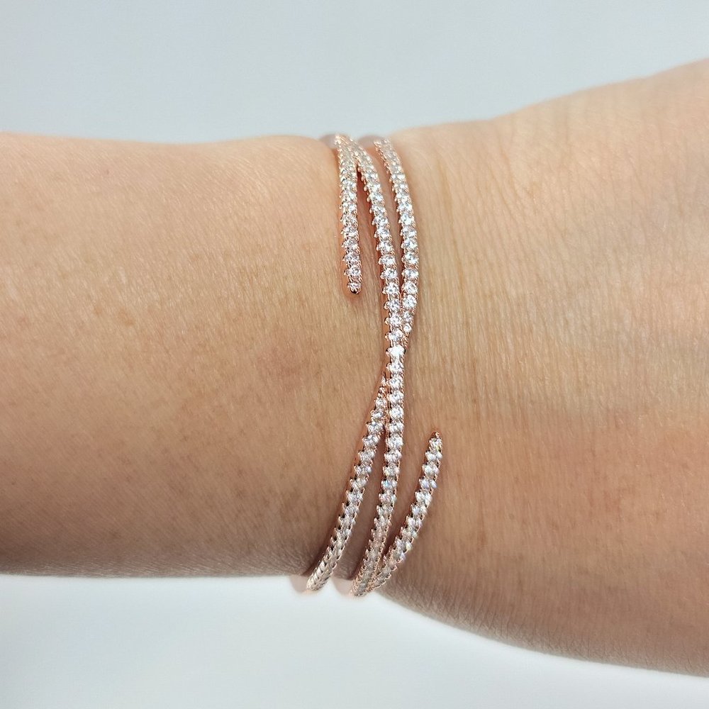 NEW Chic Sparkle Pave CZ Cuff Bracelet - Picture 4 of 6